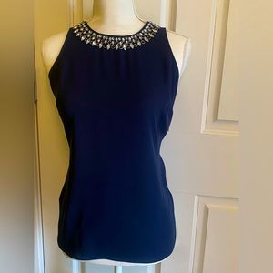 White House Black Market embellished blouse Navy size XS
